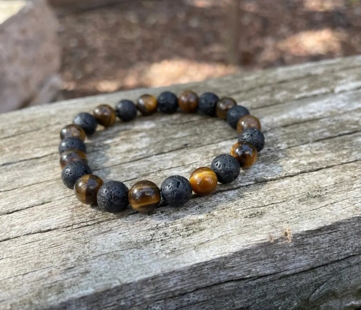 Lav taşı-Kaplan Gözü doğaltaş bileklik 